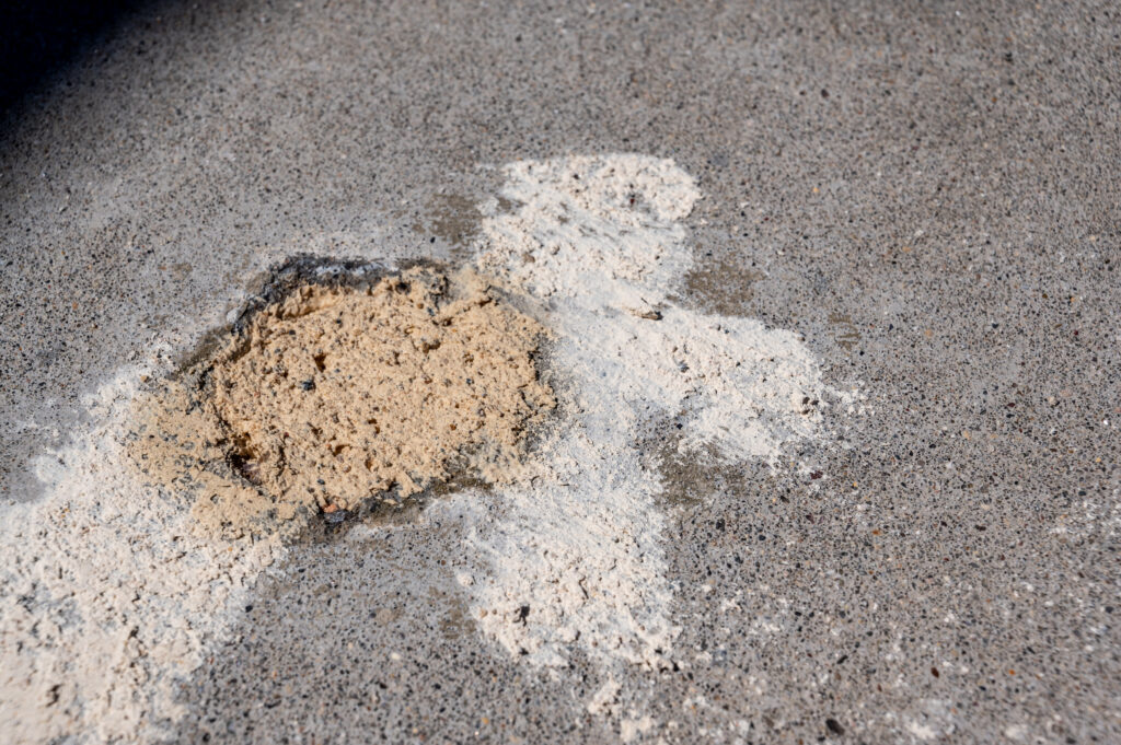 Filled in hole from mudjacking
